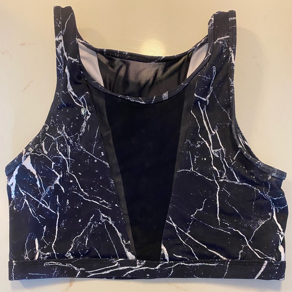 Varley Marbled Deep-v Crop Workout Top
